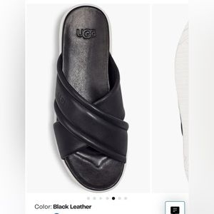 Ugg leather platform slides black 8 NWT